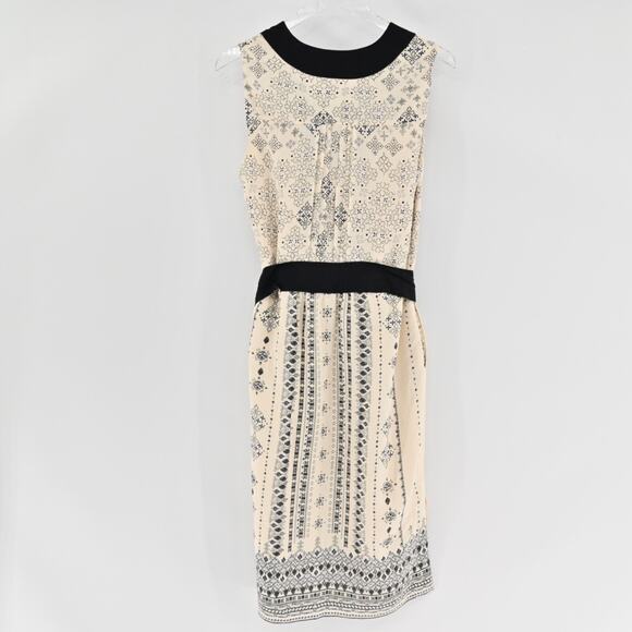 Anthropologie Womens Even Tide Shift Dress Size 4 HD IN PARIS Ivory Boho Print - Picture 5 of 12
